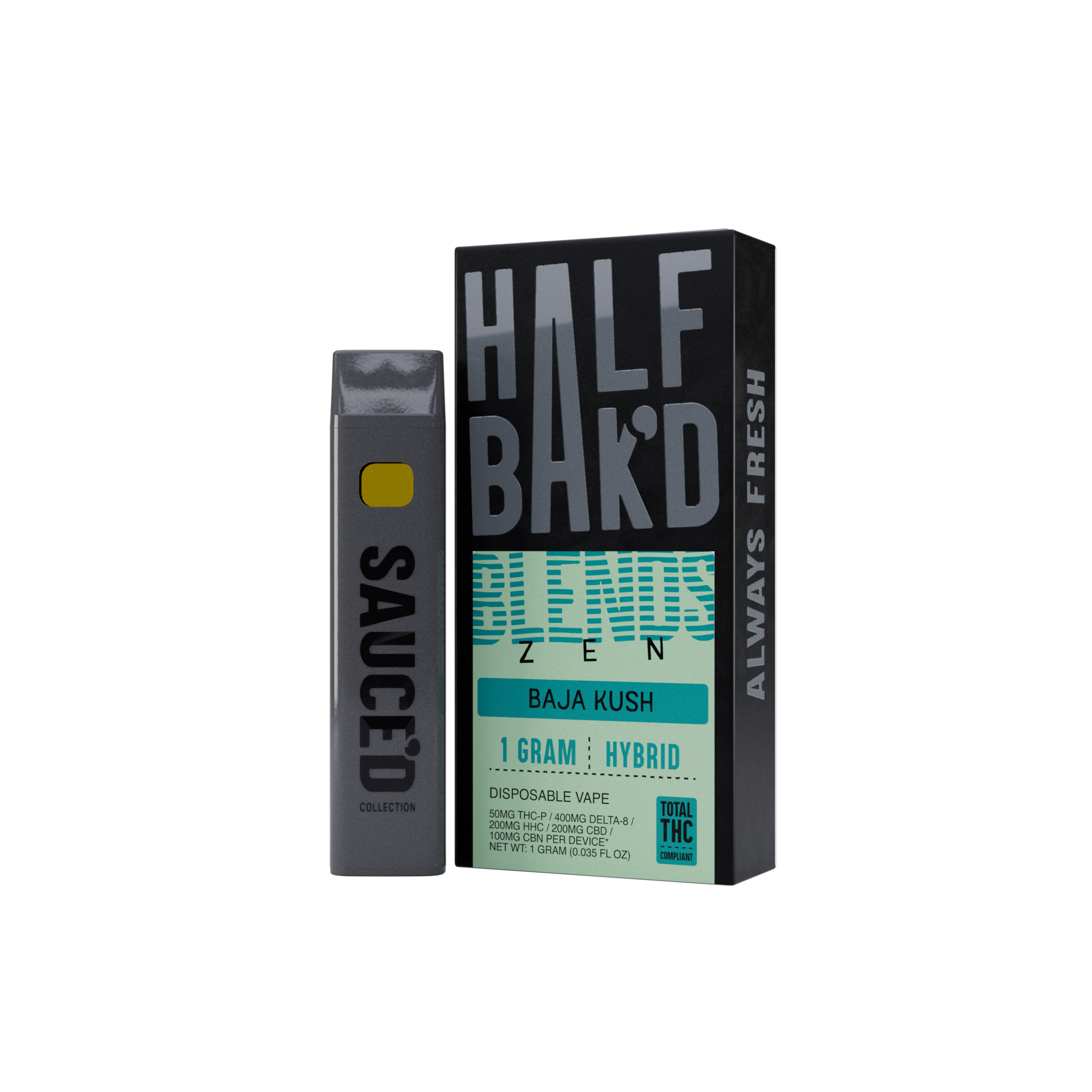 Baja-Kush-1G-Hybrid-Disposable-Zen-Blend-HALF-BAK-D-Disposable-1-43510407135521-1.png Baja Kush | 1G Hybrid Disposable | Zen Blend - Image 1